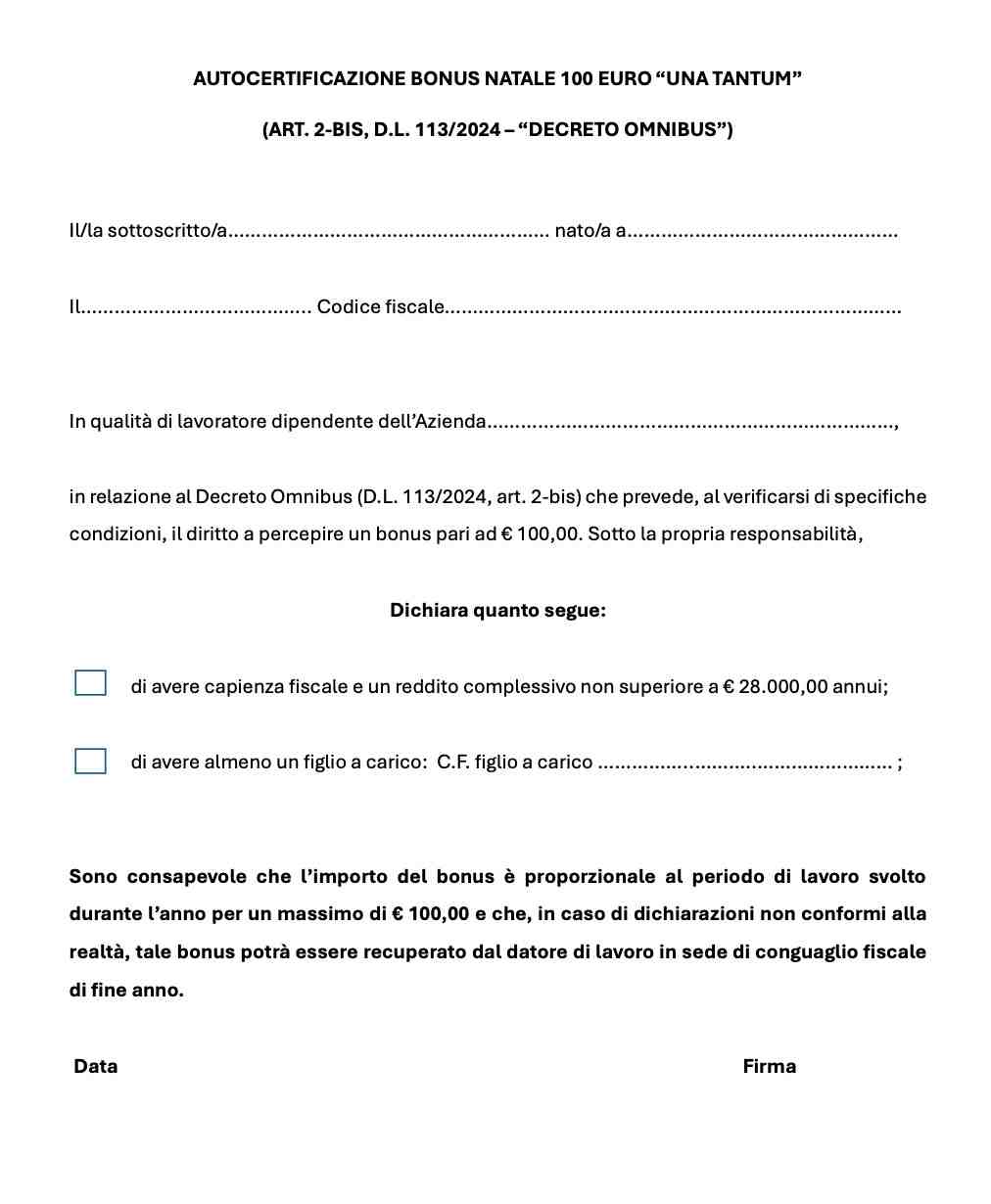 Modulo Bonus Natale 2024