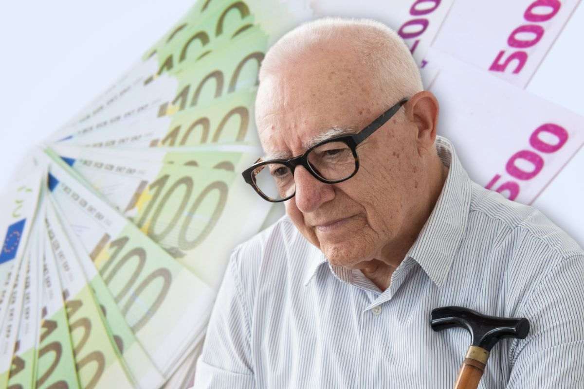 anziano e banconote euro per pensioni